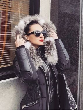 NB Series By Nicole Benisti. Down Coat. Real fur and real leather parka